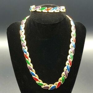 Colorful/ Rainbow Vintage Necklace/ Bracelet Set